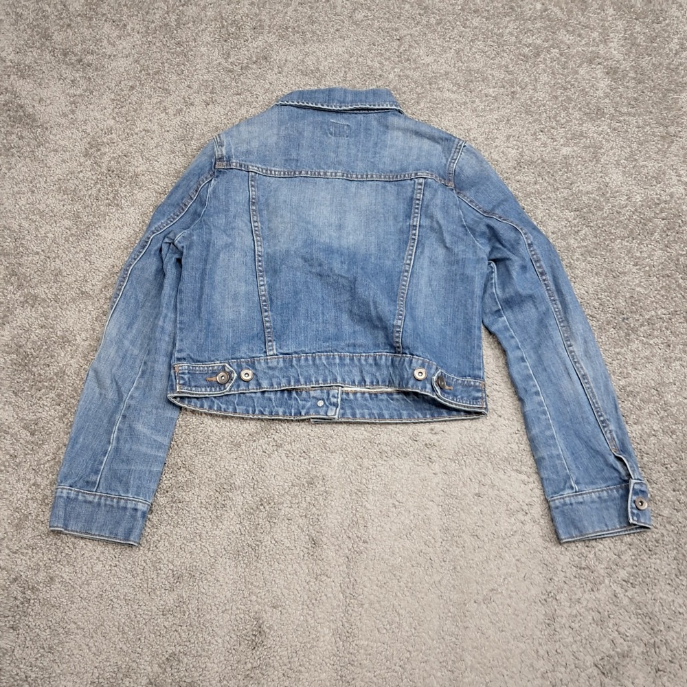 JCP Womens Medium Wash 100% Cotton Denim Trucker Jacket Blue Size Medium - Picture 4 of 7